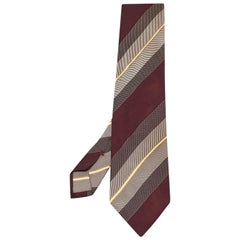 Ermenegildo Zegna Burgundy Striped Silk Traditional Tie