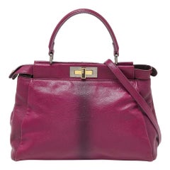 Fendi Magenta Leather Medium Peekaboo Top Handle Bag