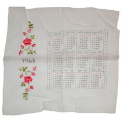 Vintage "1968" Calendar Cotton Handkerchief