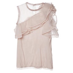 Valentino T-Shirt Couture Pale Pink Jersey & Mesh Ruffled Top S