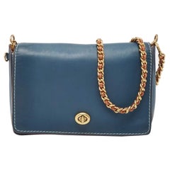 Coach Blue/Brown Leather Dinky Crossbody Bag