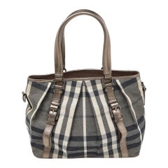 Burberry Beige Beat Check Lurex Fabric and Leather Northfield Tote