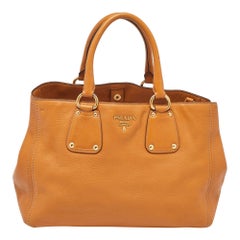Prada Brown Vitello Daino Leather Open Tote
