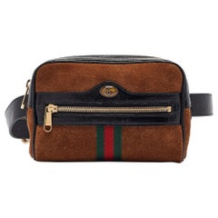 Gucci Black/Brown Suede and Patent Leather Ophidia Belt Bag