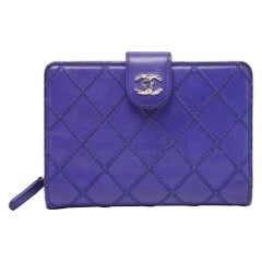 Chanel Blue Wild Stitch Quilted Leather CC French Wallet
