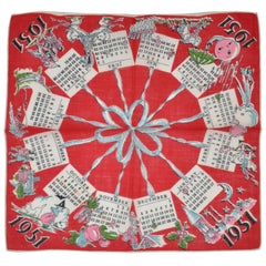 "1951" Calendar Cotton Handkerchief