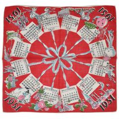 "1951" Calendar Cotton Handkerchief 10