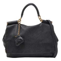 Dolce & Gabbana Miss Sicily Top Handle Bag aus schwarzem, weichem Leder