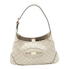 Gucci White Guccissima Leather Punch Hobo