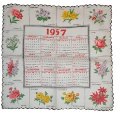 "1957" Calendar Cotton Handkerchief