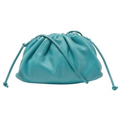 Bottega Veneta Blue Leather Mini The Pouch Bag