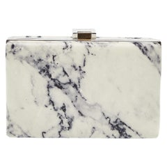 Balenciaga Off White/Black Marble Leather Le Dix Minaudiere Box Clutch