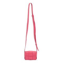 Bottega Veneta Fuchsia Intreccio Leather Mini Cassette Crossbody Bag