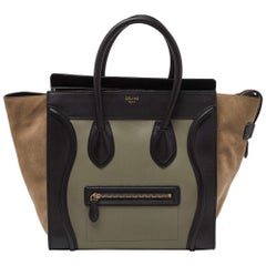 Celine Tricolor Leather and Suede Mini Luggage Tote