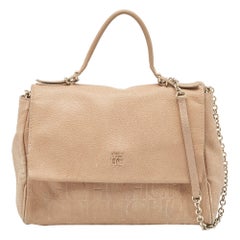 Carolina Herrera Borsa Minuetto Flap Top Handle in pelle beige