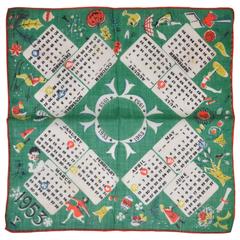 Used "1953" Cotton Calendar Handkerchief