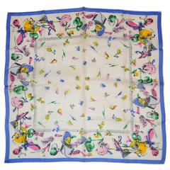 Vintage "Easter Bonnets & Feathers" Silk Blend Scarf