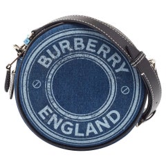 Burberry Blue/Black Denim and Leather Louise Round Crossbody Bag