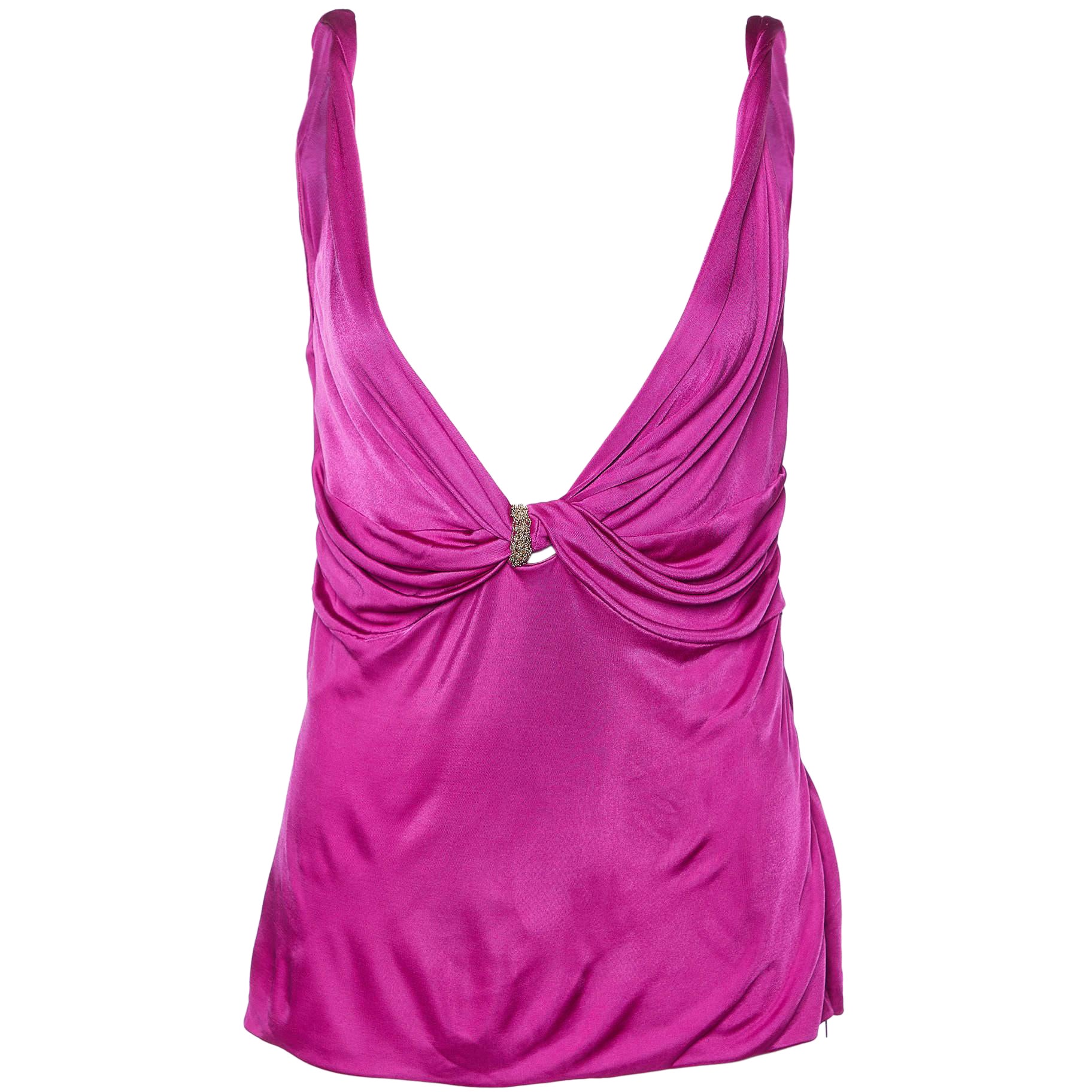 Top sans manches noué en jersey rose de Versace M.