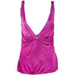 Versace Pink Jersey Knotted Sleeveless Top M