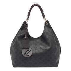 Louis Vuitton Black Monogram Mahina Leather Carmel Hobo