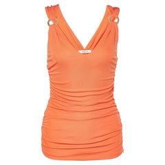Top sans manches froncé en jersey orange Versace S