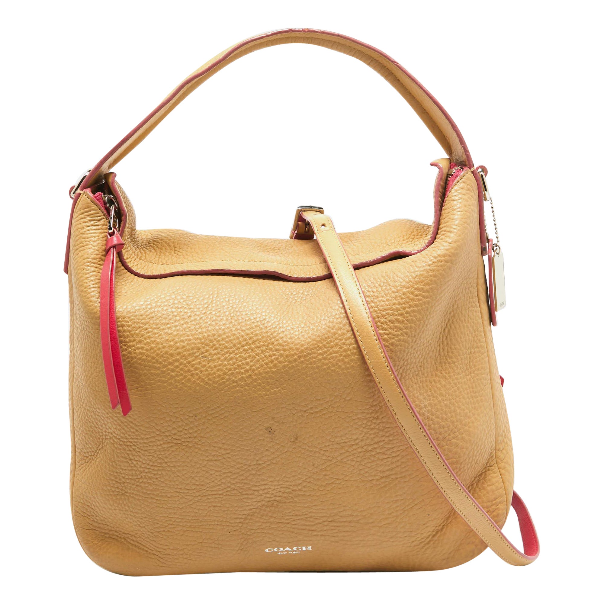 Coach Beige Leather Bleecker Hobo For Sale