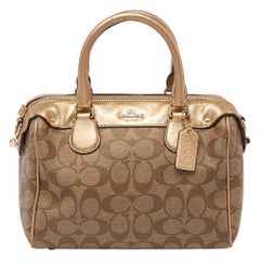 Mini Bennetts Satchel di Coach Brown Signature in tela rivestita e pelle