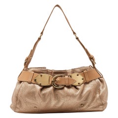 Aigner - Cartable à boucle en cuir beige métallisé