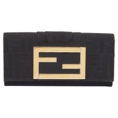 Fendi Black Zucca Canvas and Patent Leather Mia Continental Wallet