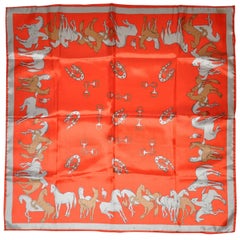 "Herd of Horses with Horsebit" Silk Scarf