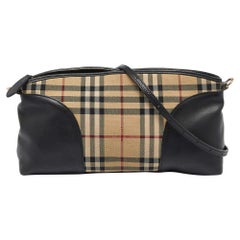 Burberry Beige/Black House Check Canvas and Leather Chichester Crossbody Bag