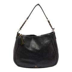 Aigner Hobo de cuero negro con cremallera
