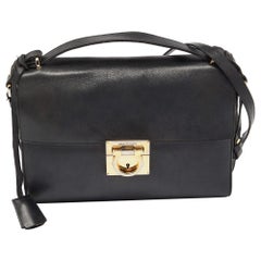 Salvatore Ferragamo Black Leather Gancio Lock Top Handle Bag
