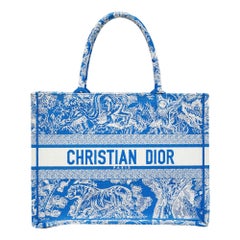 Dior Blue/White Embroidered Canvas Medium Toile de Jouy Book Tote