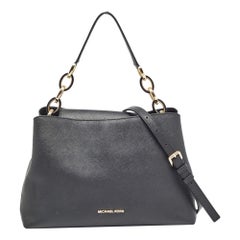 Michael Kors Black Saffiano Leather Portia Top Handle Bag