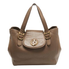 Gucci Beige Leather 1973 Flap Tote