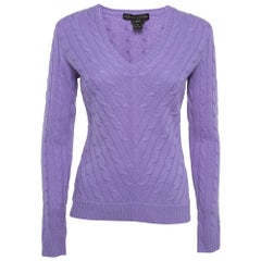 Ralph Lauren Light Purple Cashmere Cable Knit Sweater M