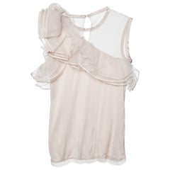 Valentino T-Shirt Couture Pale Pink Jersey & Mesh Ruffled Top L