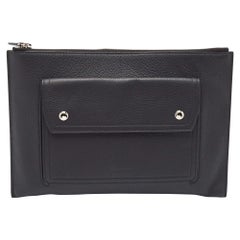 Burberry Black Leather Oscar Zip Pouch