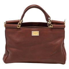 Dolce & Gabbana Brown Leather Miss Sicily Tote