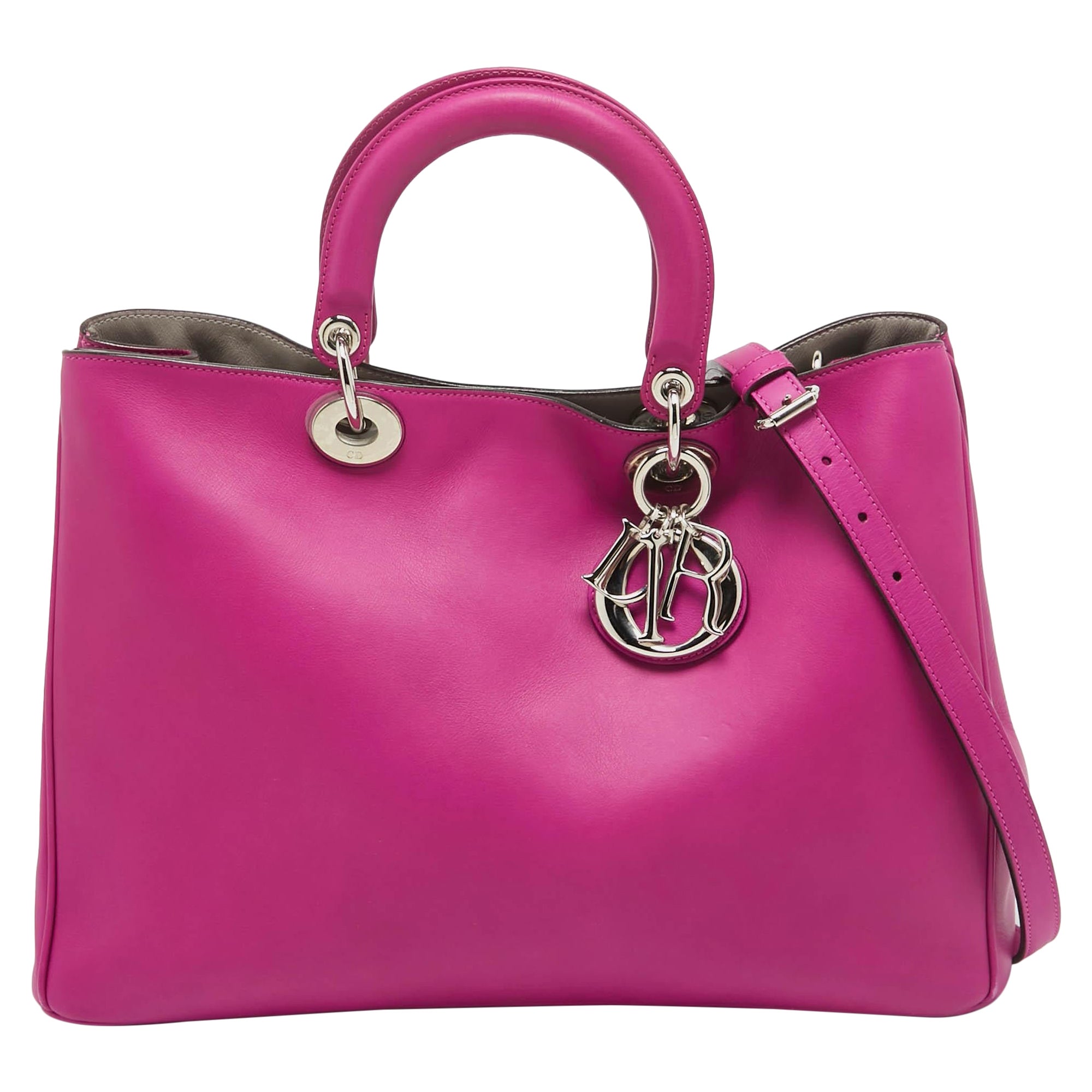 Dior Fuchsia Leather Large Diorissimo Shopper Tote