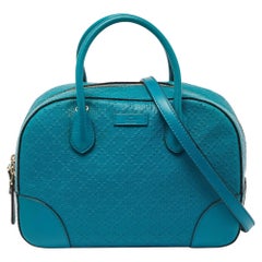 Gucci Turquoise Diamante Leather Small Satchel