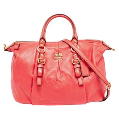 Coach Coral Red Madison Leather Juliette Satchel