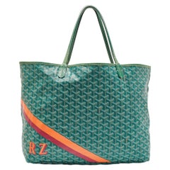 Goyard Green Goyardine Coated Canvas and Leather Stripe Saint Louis GM Tote