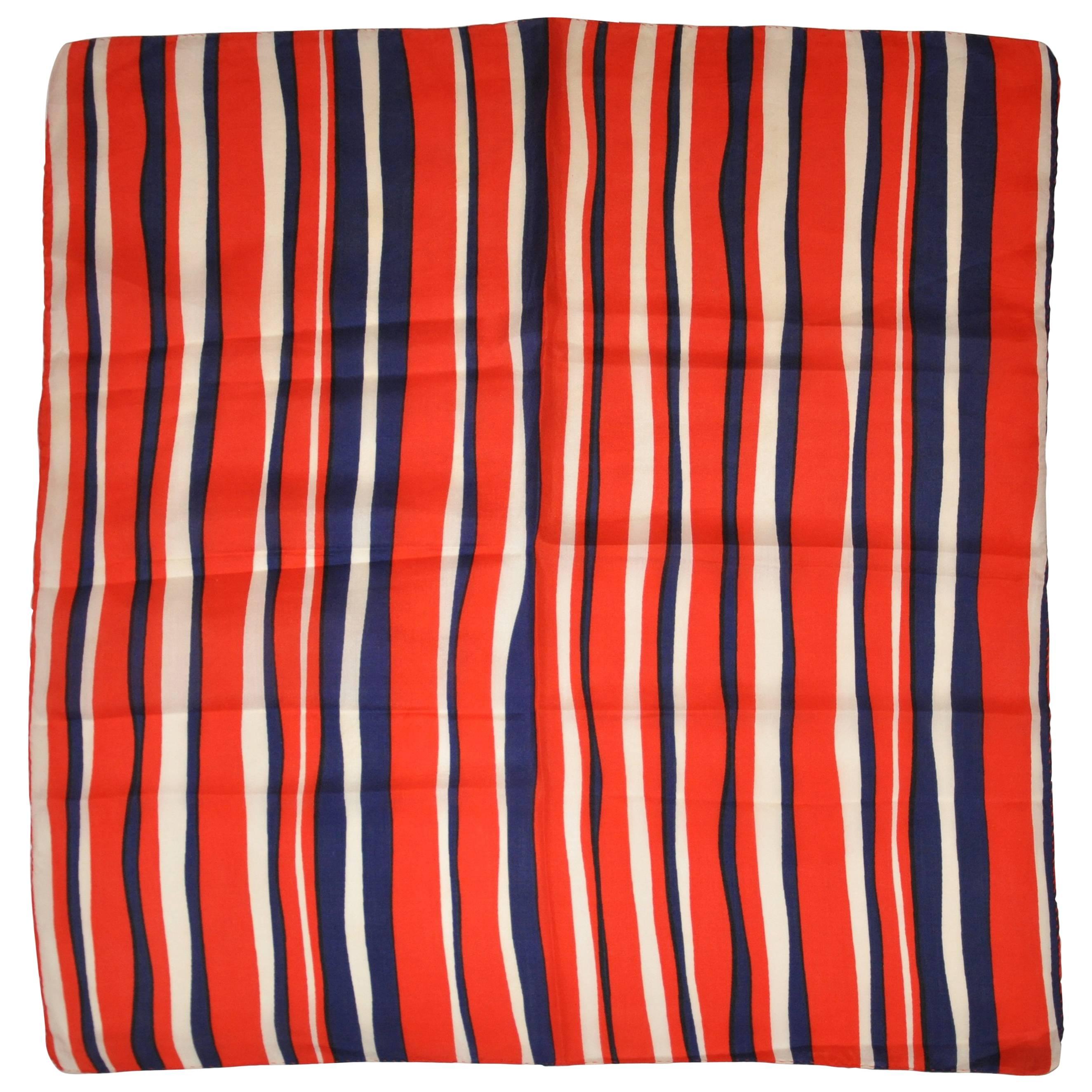 Michael Murray Glorious Red White and Blue Silk Scarf For Sale