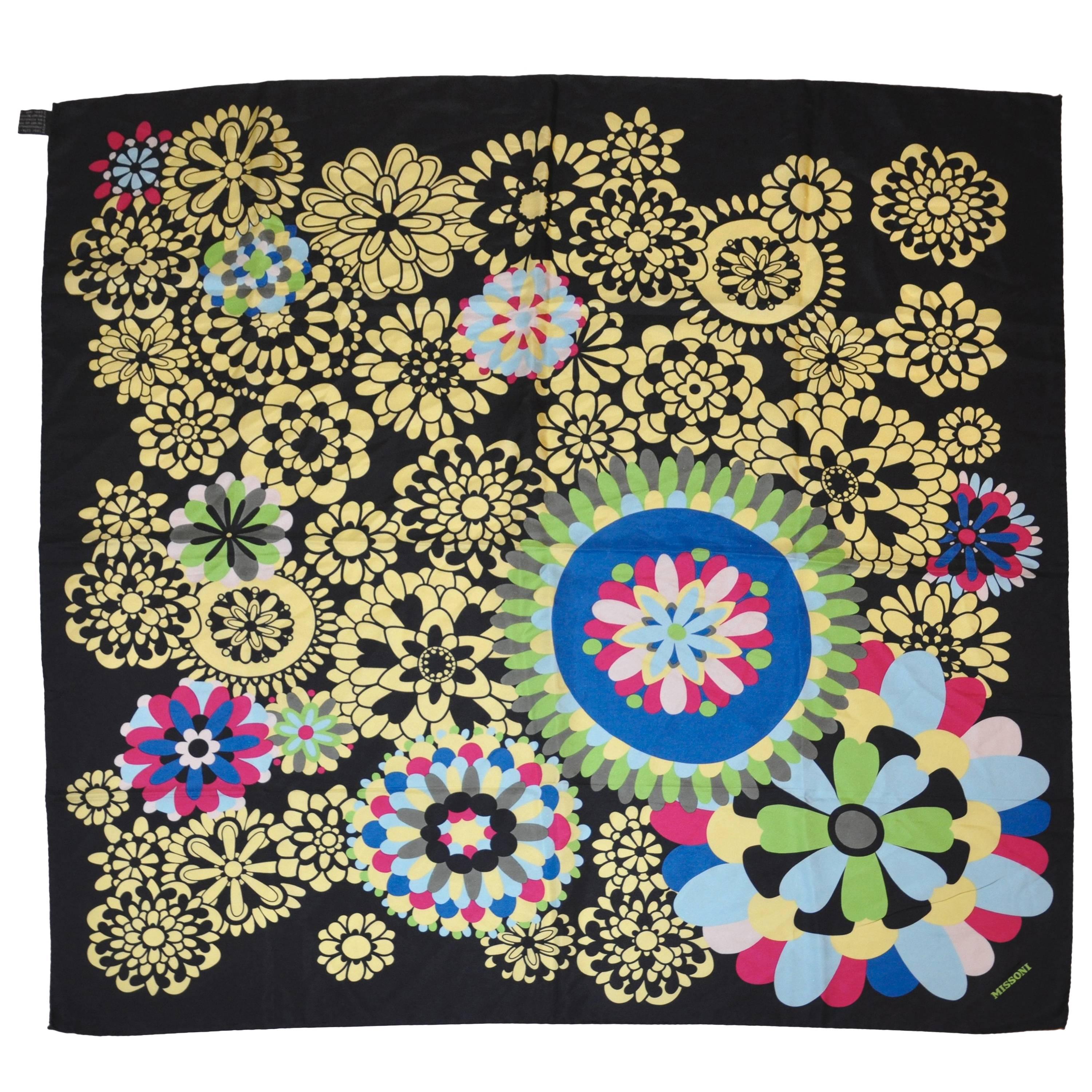 Missoni Multi-Color Color-Block Floral Silk Jacquard scarf For Sale