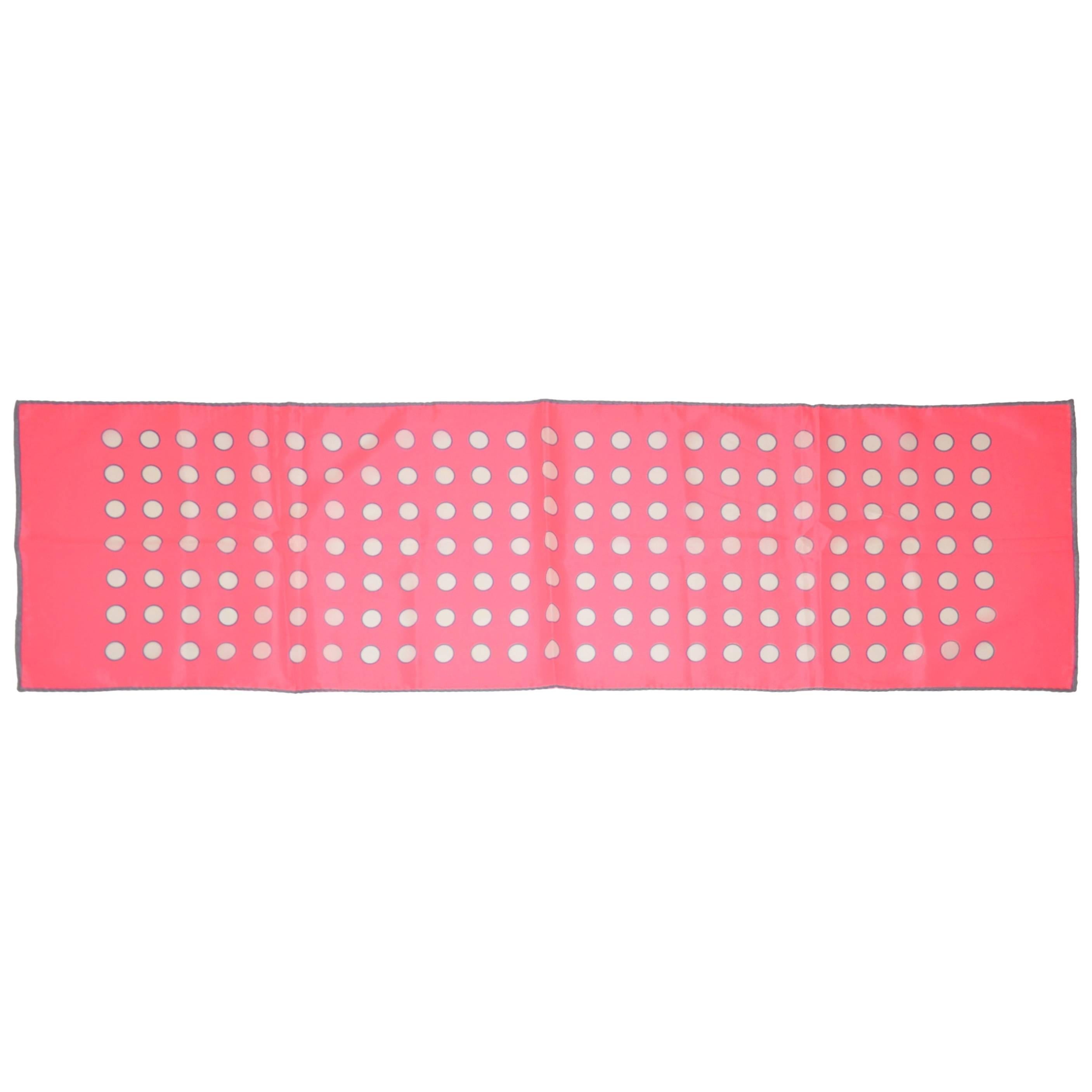 Neon Fuchsia with White Polka Dot Rectangle Scarf For Sale