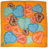 Yves Saint Laurent - Écharpe en jacquard de soie multicolore et audacieuse « Multi Hearts »