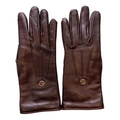 Guantes Gucci de piel marrón